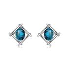 Fashion Geometrics Stud Earrings With Blue Cubic Zircon