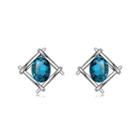 Fashion Geometrics Stud Earrings With Blue Cubic Zircon