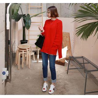 Slit-side Wool Blend Sweater
