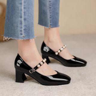 Beaded Low-heel Mary Jane Shoes