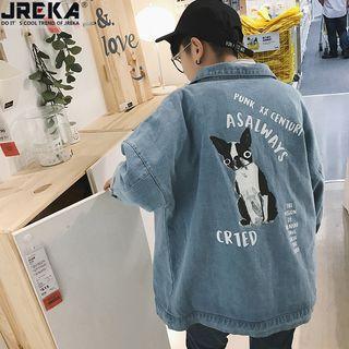 Loose-fit Printed-back Denim Jacket