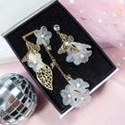 Non-matching Faux Pearl Flower Dangle Earring Non-matching Faux Pearl Flower - One Size