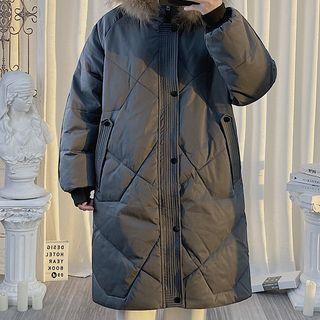 Fluffy Trim Quilted Zip Jacket