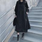 Balloon-sleeve Midi Shirtdress Black - One Size