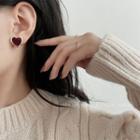 Heart Stud Earring 1 Pair - Earring - Gold Trim - Red - One Size