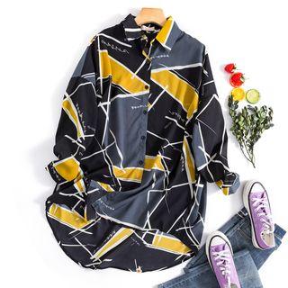 Long-sleeve Printed Shirt Yellow - One Size