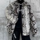 Faux-fur Stand-collar Loose-fit Jacket