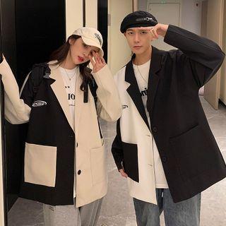 Couple Matching Notch Lapel Two Tone Blazer