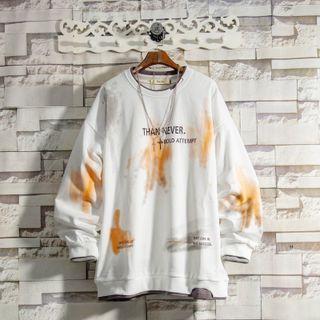 Mock Two-piece Lettering Tie Dye Sweatshirt