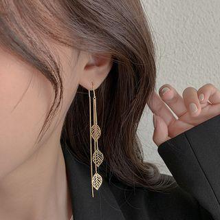 Leaf Fringed Earring 1 Pair - Gold - One Size