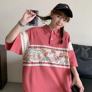 Collared Color Block Print Shirt