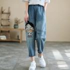 Cartoon Print Straight-leg Pants