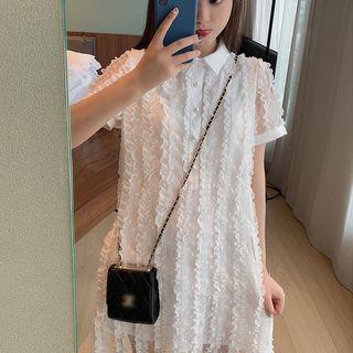 Ruffle Trim Polka Dot Polo Shirt Dress