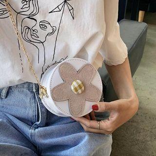 Round Flower Accent Crossbody Bag