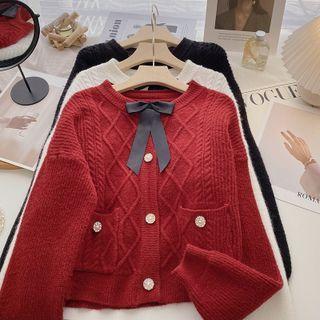 Long-sleeve Bow Accent Cardigan