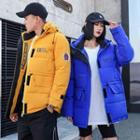 Couple Matching Lettering Zip Padded Coat