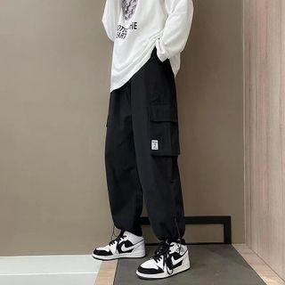 Wide Leg Plain Cargo Pants