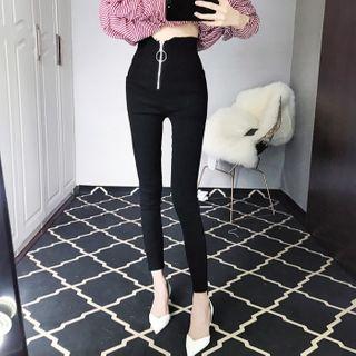 High-waist Zip-up Skinny Jeans