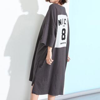 Applique 3/4-sleeve Dress