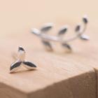 925 Sterling Silver Non-matching Leaves Earrings