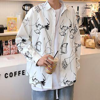 Long-sleeve Graffiti Print Shirt