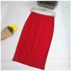 Slit-back Plain Pencil Skirt