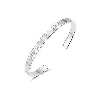 Simple Fashion Geometric Cubic Zirconia Open Bangle Silver - One Size