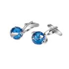 Simple Personality Blue Geometric Ball Cufflinks Silver - One Size
