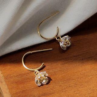 Rhinestone Flower Drop Earring 1 Pair - 1888 - Silver & Gold - One Size