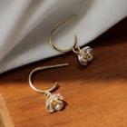 Rhinestone Flower Drop Earring 1 Pair - 1888 - Silver & Gold - One Size