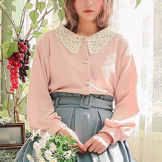 Crochet Lace-collar Blouson Cardigan