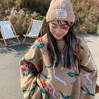 High-waist Floral Sweater / High-waist Plain Shorts