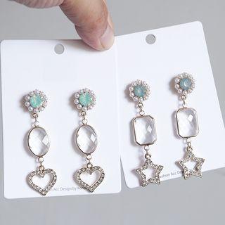 Rhinestone Star & Bead Dangle Earring