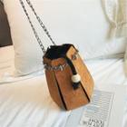 Chain Strap Faux Suede Mini Bucket Crossbody Bag