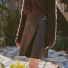 Buckled-waist Mini Wrap Skirt