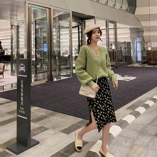 Midi Heart Print Knit Skirt
