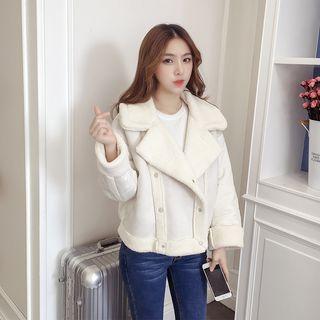 Fleece-lined Lapel Padded Coat