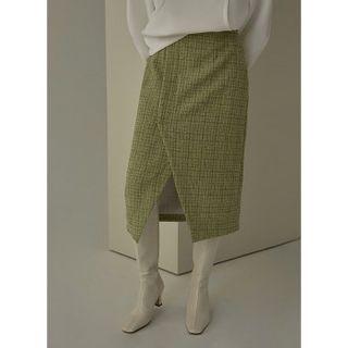 Cutaway Asymmetric-hem Tweed Midi Skirt