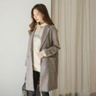 Notched-lapel Wool Blend Plaid Coat