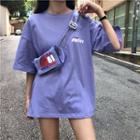 Set: Short-sleeve Print T-shirt + Waist Bag