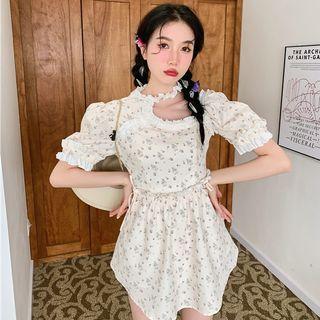 Print Cutout Mini A-line Dress