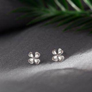 925 Sterling Silver Flower Earring R638 - Clover - Silver - One Size