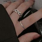 Layered Chain Link Open Ring Silver - One Size