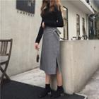 High-waist Check A-line Skirt