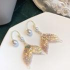 Faux Pearl & Sequined Mermaid Tail Drop Earring 1 Pair - As Shown In Figure - One Size
