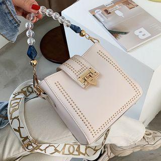 Bead Top Handle Wide Strap Crossbody Bag
