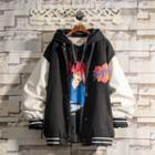 Lettering Heart Embroidered Bomber Jacket