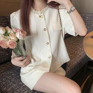Elbow-sleeve Single-breasted Jacket / Wide Leg Shorts