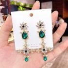 Rhinestone Star Drop Earring 1 Pair - Yellow & Aqua Green - One Size