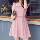 Sleeveless Lace Trim Mini A-line Dress